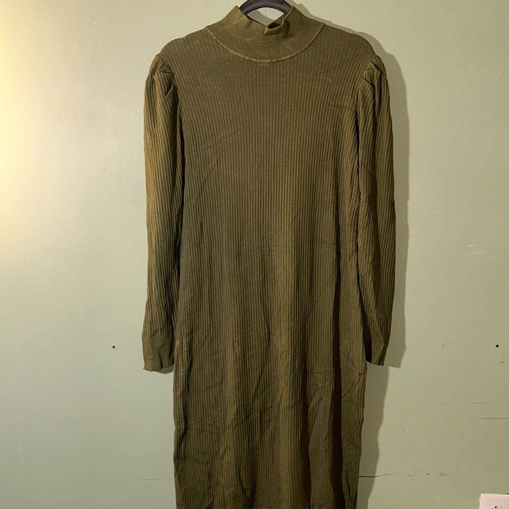 Who what wear olive green long sleeve body con dress